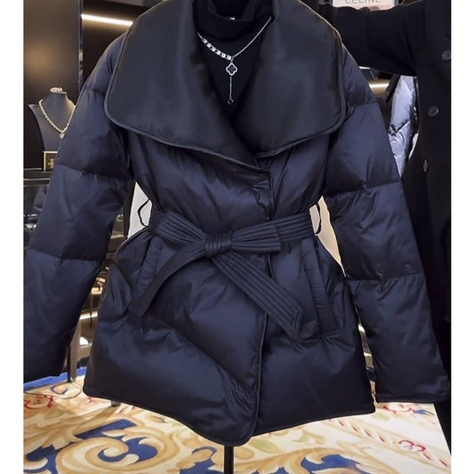 Elegant Wrap Collar Belted Jacket - Winter Warmth Edition