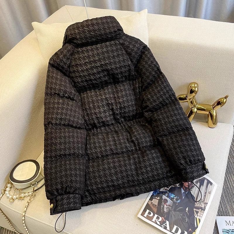 Valencia Houndstooth Stand Collar Slim Fit Winter Jacket