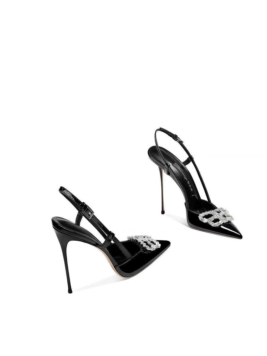 Crystal Embellished Stiletto slingback Heels