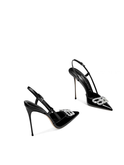 Crystal Embellished Stiletto slingback Heels