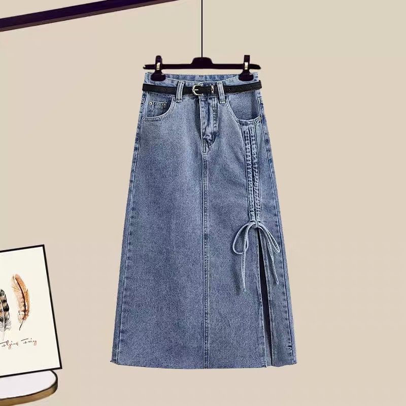 Chic Denim & White Blouse Two piece set